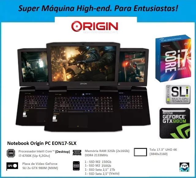Notebook Gamer Avell Origin Pc I7-6700k Mxm Sli 2x Gtx 980m