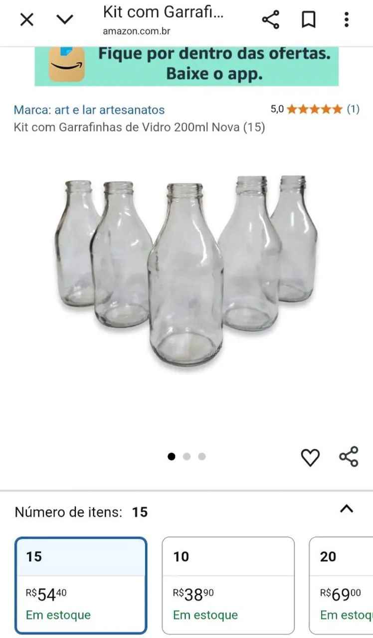 GARRAFINHAS DE VIDRO 200 ML VASOS - Foto 2