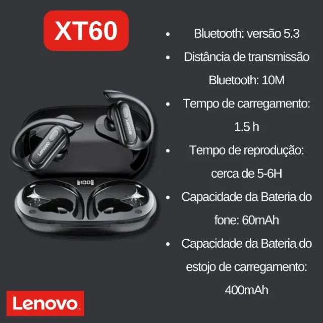 Fone de Ouvido Bluetooth sem fio Lenovo Thinkplus - XT60 - Foto 2