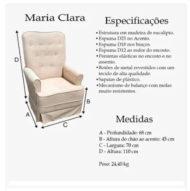 Poltrona de Amamentação com balanço Maria Clara - Foto 4