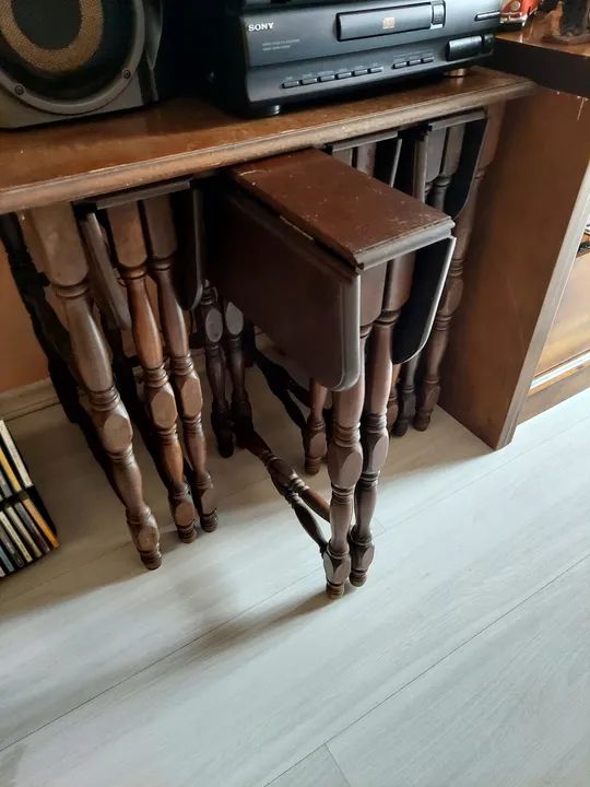 Conjunto de Mesas Dobráveis de Madeira - Foto 2