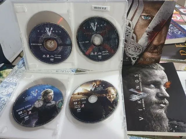 Coleção Box DVD Vikings com 4 temporadas (12 Discos) Original - Foto 4