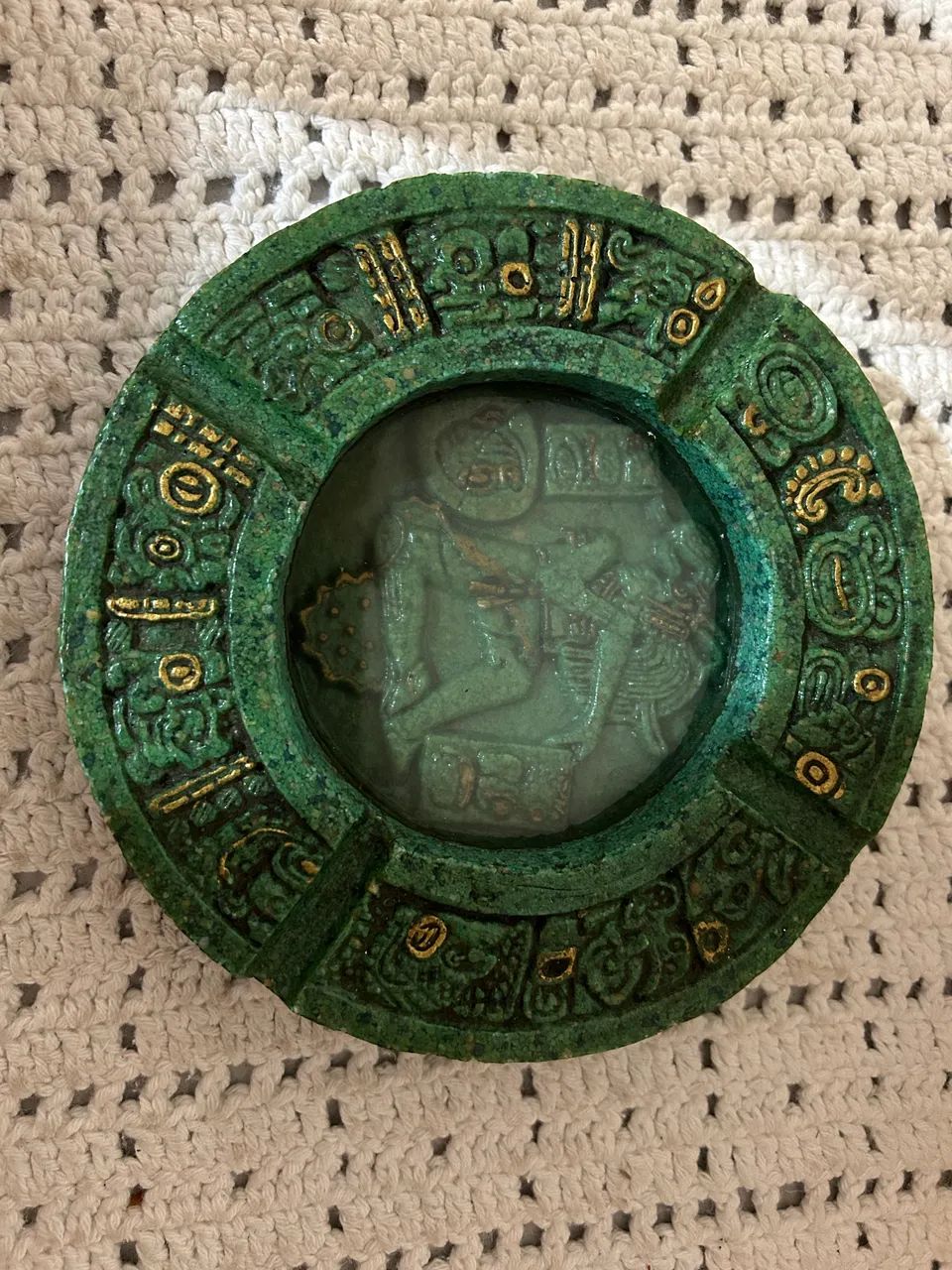 Cinzeiro Malaquita Azteca anos 70 
