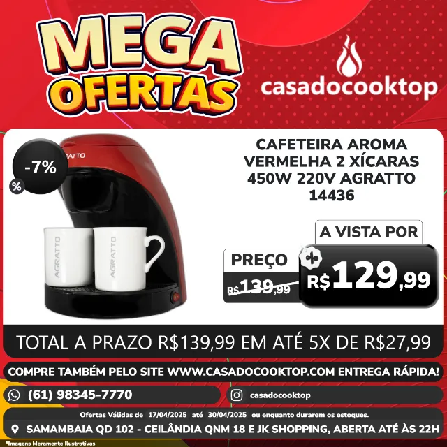 Cafeteira Aroma ACFP01I-02 Vermelha 2 Xicaras 450w 220v