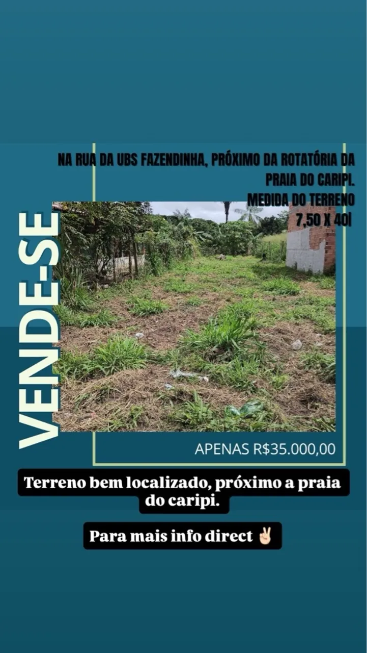 Terreno próximo a praia do caripi