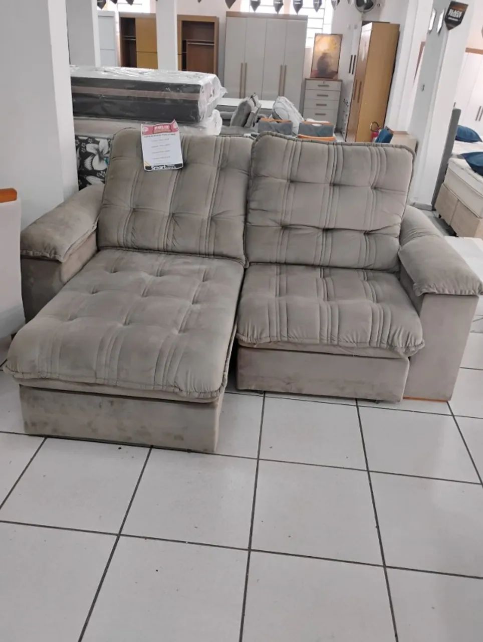 Sofá Retrátil Piacatuba Cinza 4 Lugares 