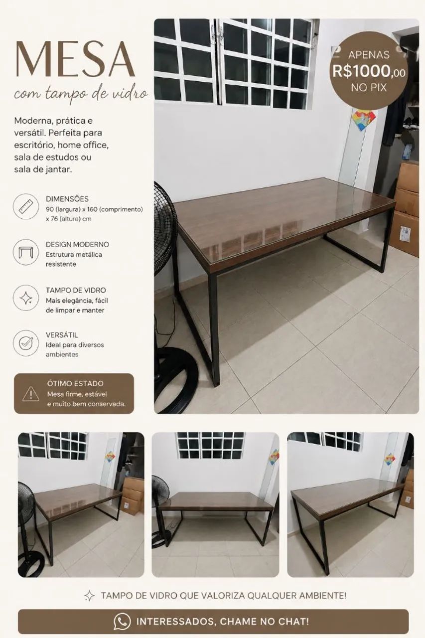 MESA 6 lugares com tampo de vidro! - Foto 2