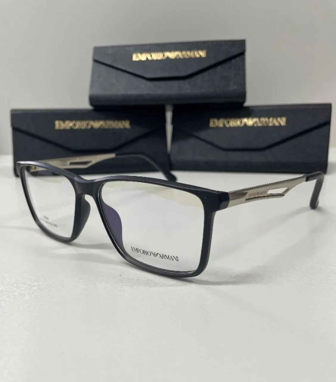 Armação Empório Armani black silver resistente e confortável nova style 