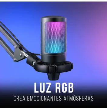 Microfone Condensador Gamer RGB Profissional USB - Foto 5