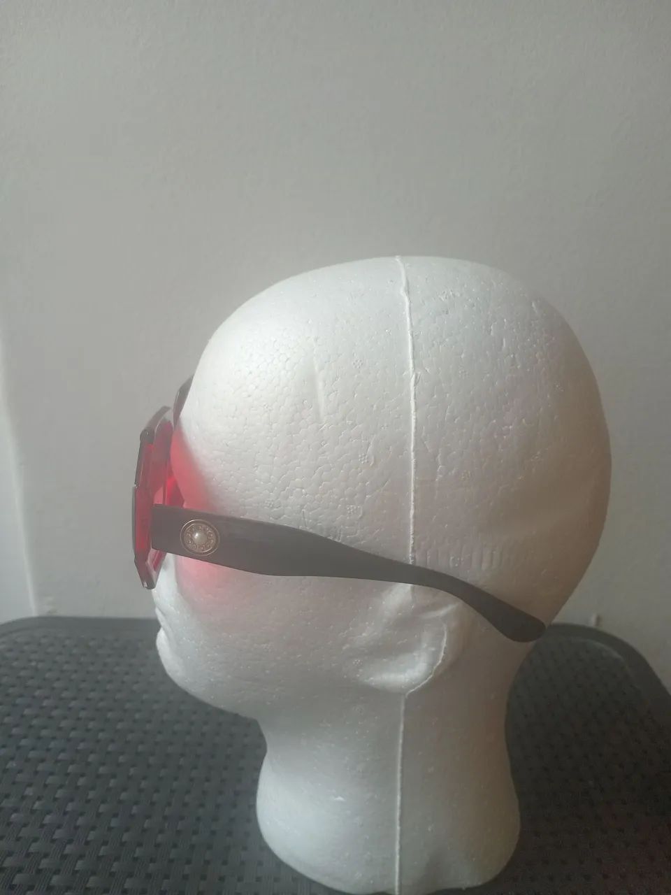 Óculos vermelho geométrico octogonal estilo da marca Chloé - Foto 4
