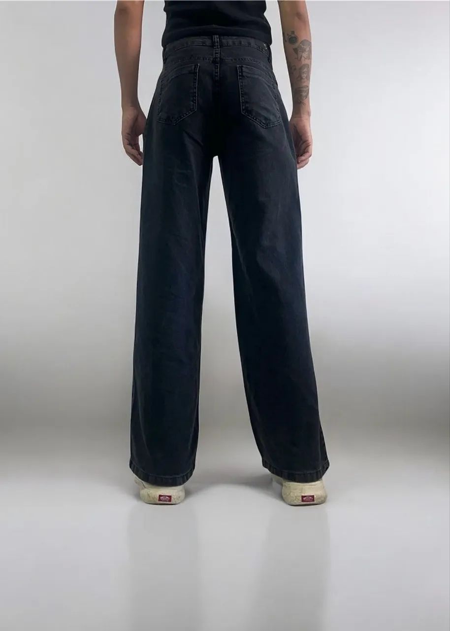 Calça Wide Leg Preta Estonada - Foto 5