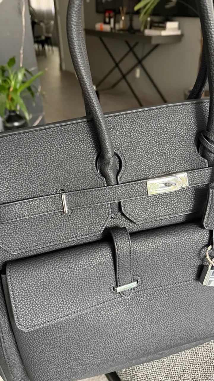 Bolsa estilo Birkin em couro - Foto 5