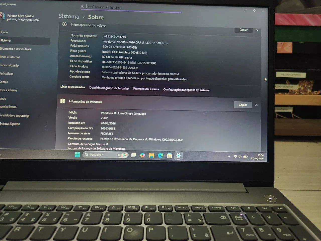 Notebook Lenovo Ideapad 3i 82bu0006br
