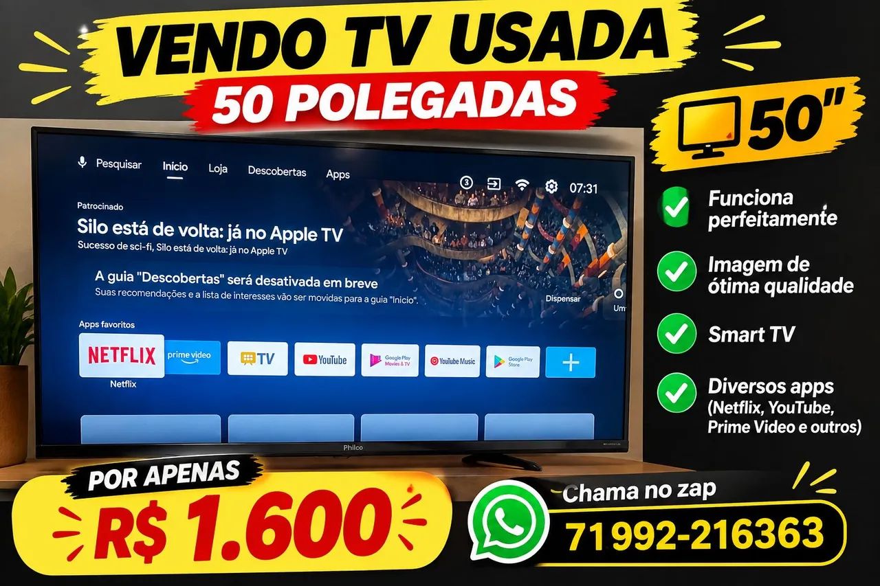 Vendo televisão 50 polegadas usada