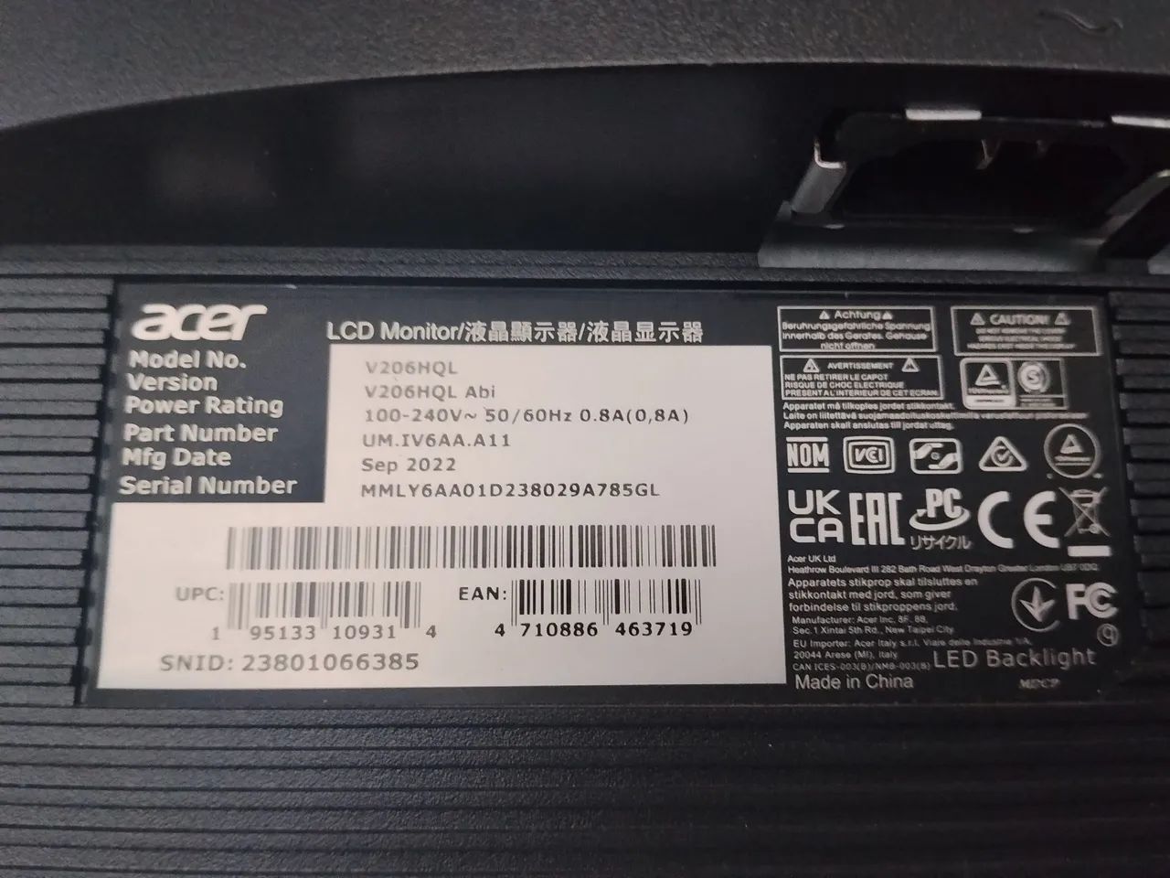 Lindo monitor Acer 20 polegadas entradas HDMI e VGA usado!!! - Foto 2