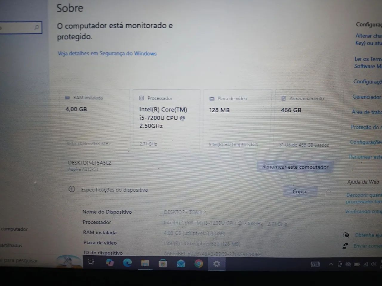 Notebook acer Aspire 3
