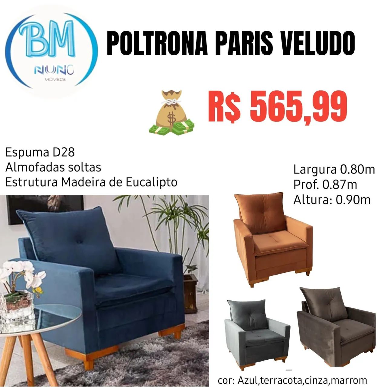 Sofá retrátil reclinável em Suede  - Foto 5