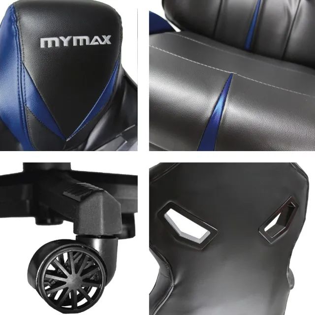 CADEIRA GAMER MYMAX MX8 GIRATORIA PRETO/AZUL(MGCH-8170/BK-BL) (150KG) - Foto 2
