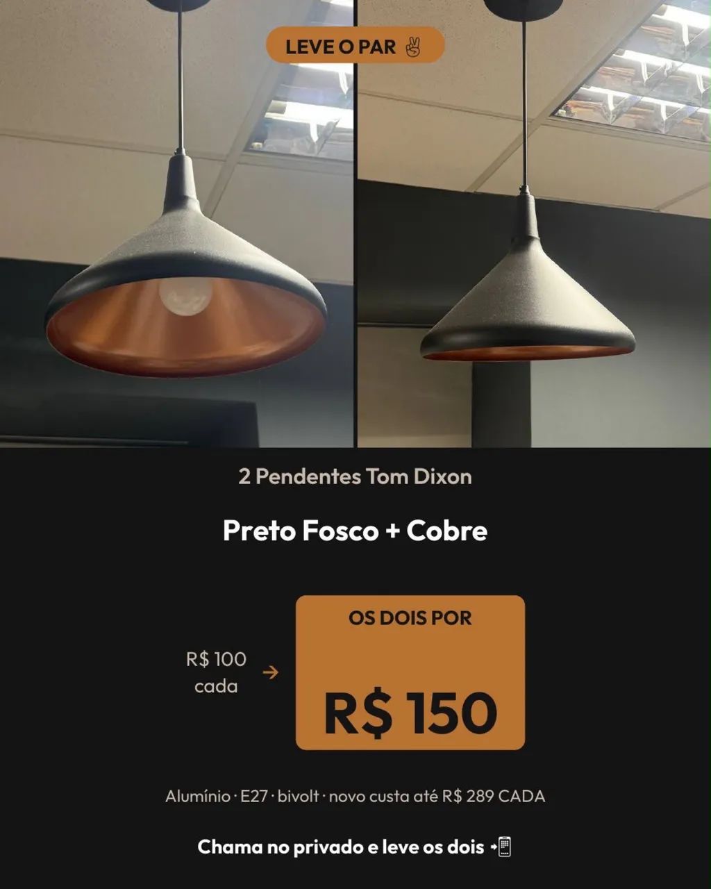 Par de Pendentes de Luz 30cm Diâmetro - Foto 3