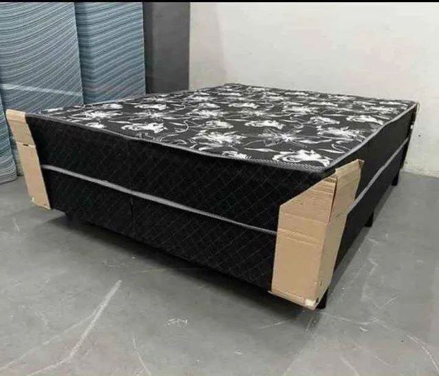 CAMA BOX CASAL COM COLCHÃO 