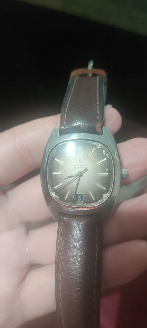 Cyma automático original elegante funcionando normalmente todo em aço inox 