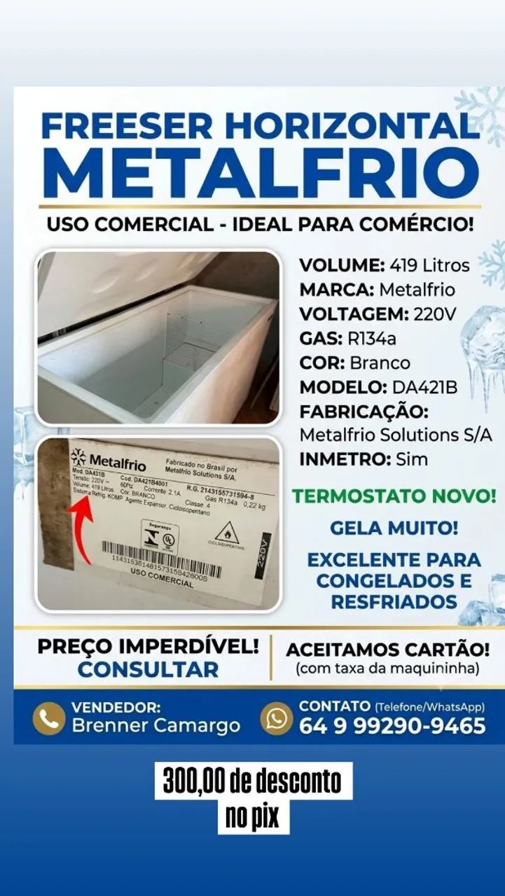 Freezer MetalFrio - Geladeiras e Freezers - Caçu 1543954890 | OLX