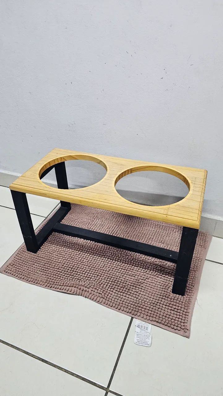 Comedouro para cachorro duplo em madeira e inox - Foto 3