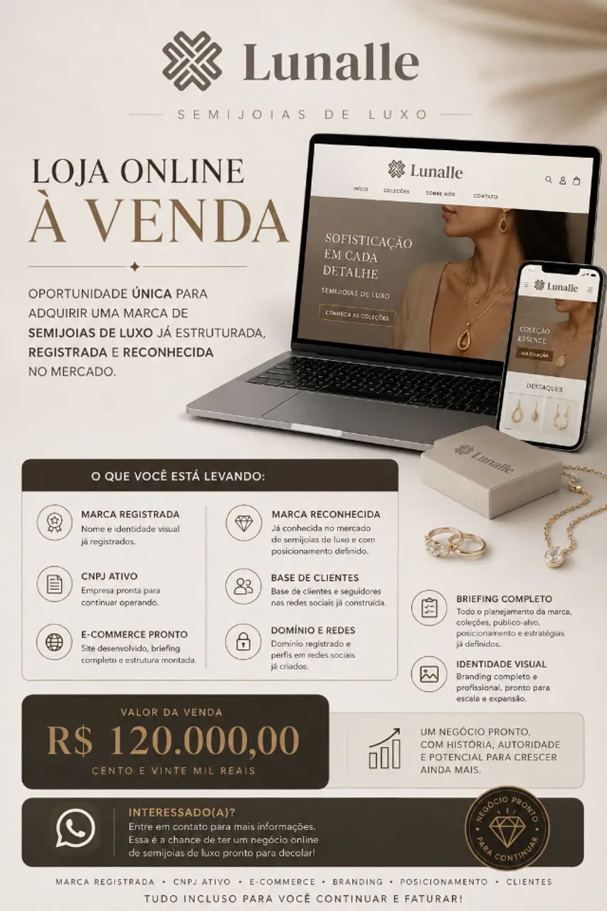 MARCA DE SEMIJOIAS DE LUXO À VENDA