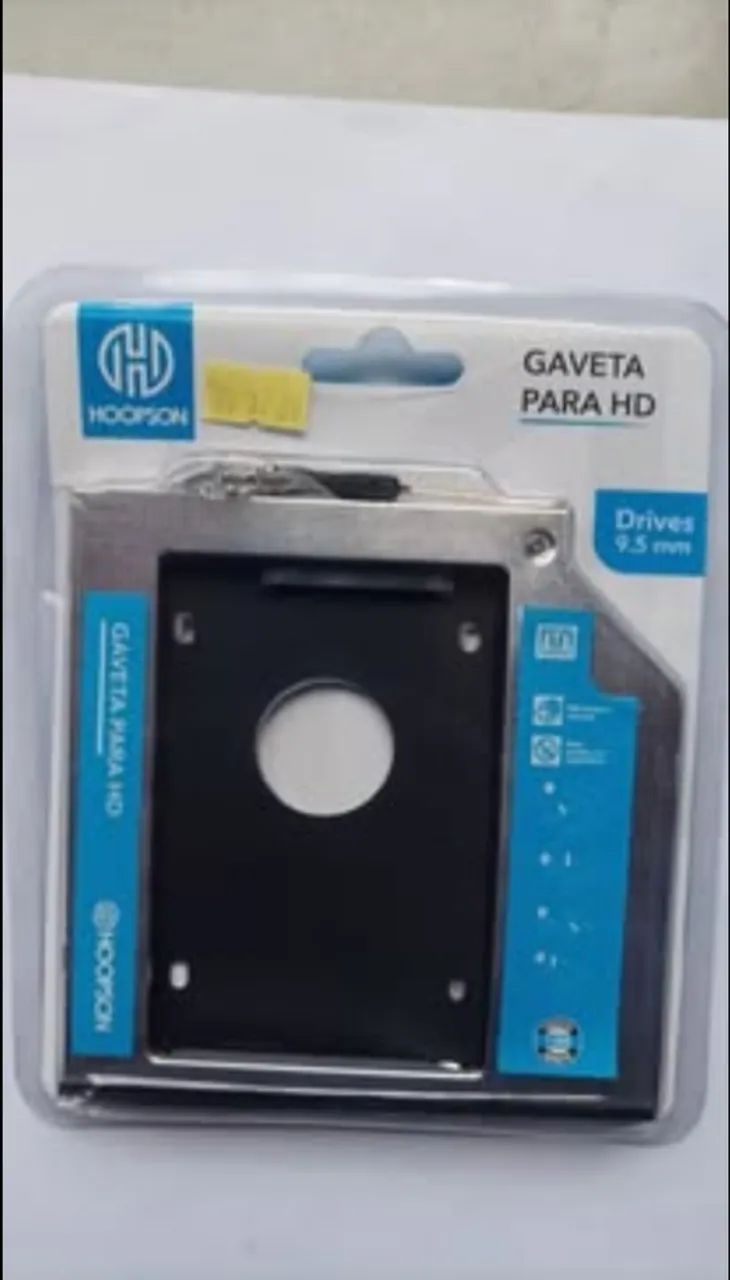 Caddy 9,5" HD/SSD 2,5" p/notebook (segundo hd no lugar do leitor dvd)