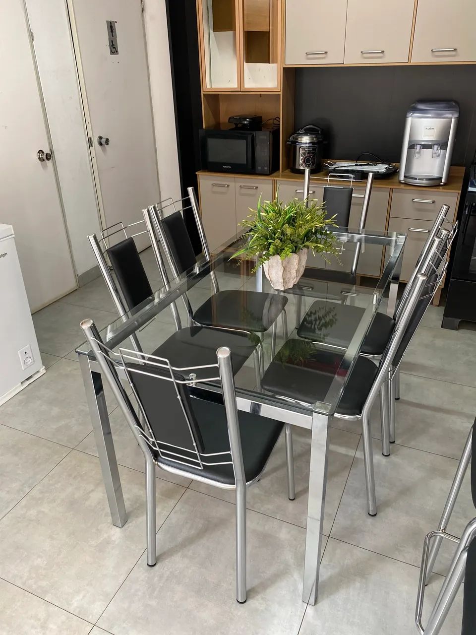Mesa de Jantar inox com 6 cadeiras - Promoção 