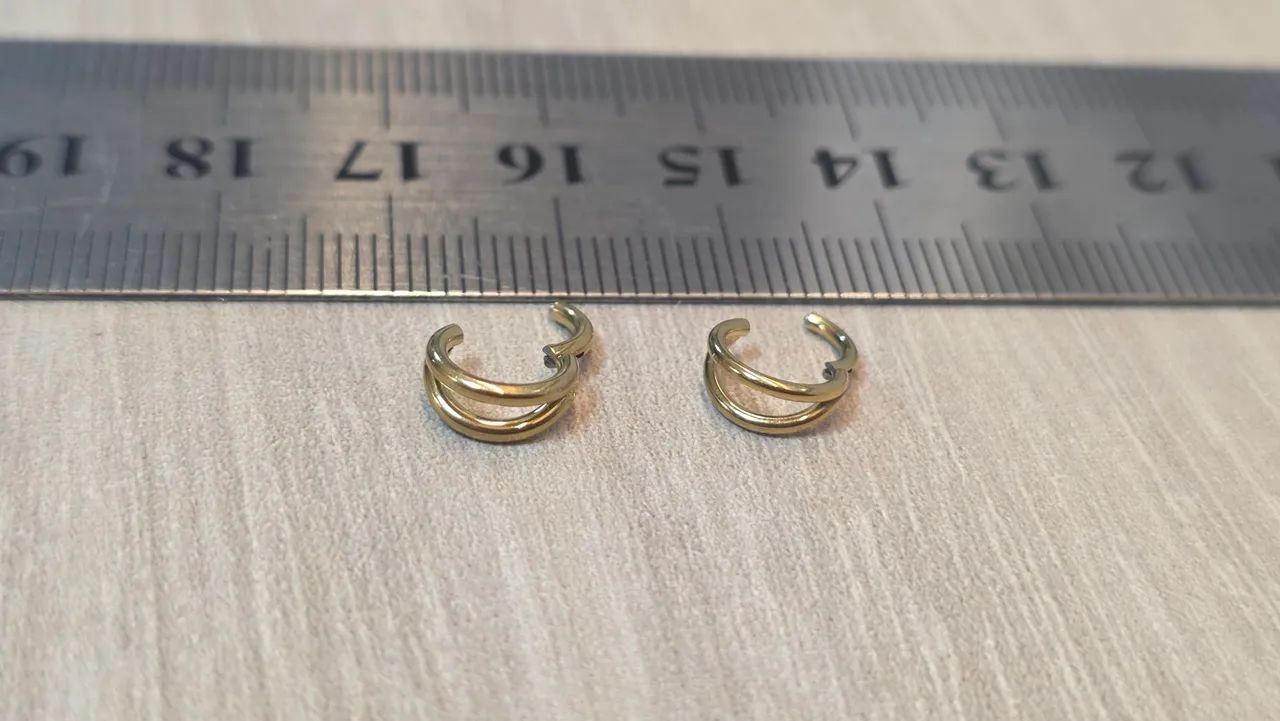 Piercing argola dupla titânio dourado 2 - Foto 3