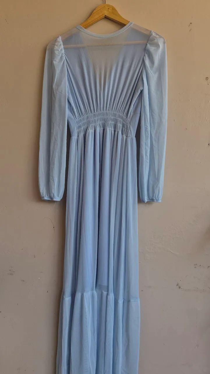 ? Vestido Longo Azul Serenity ? Elegante e Romântico - Foto 3