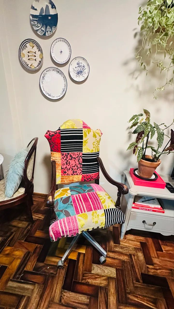 Poltrona Trono Giratória Jacarandá Patchwork - Foto 5