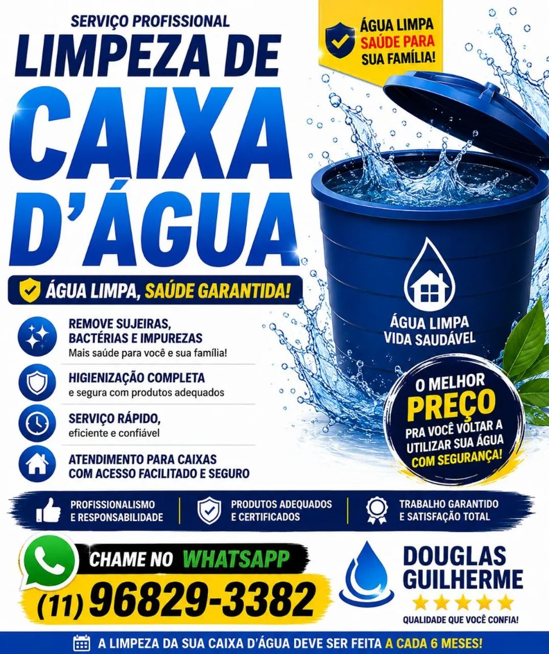 LIMPEZA DE CAIXA D'ÁGUA 