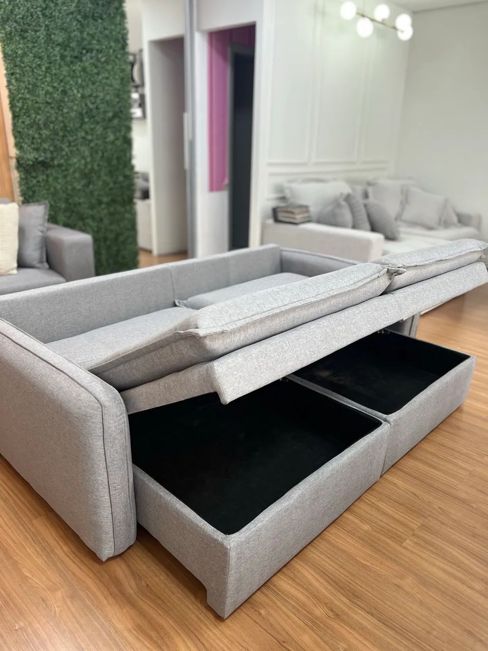 Sofa bau 2,10m linho cinza - Foto 3