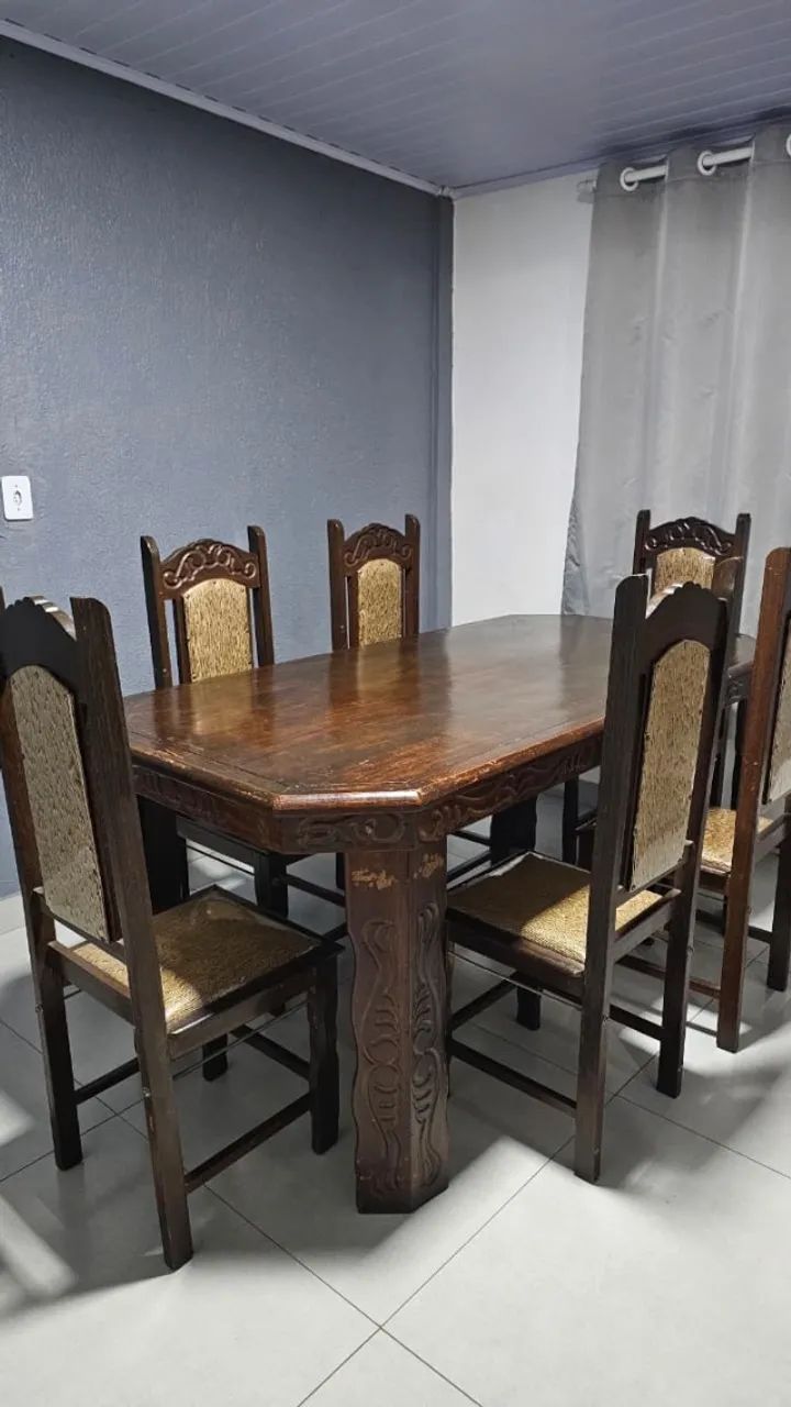 Conjunto de Jantar - Mesa em Sucupira com 6 Cadeiras Estofadas - Foto 3