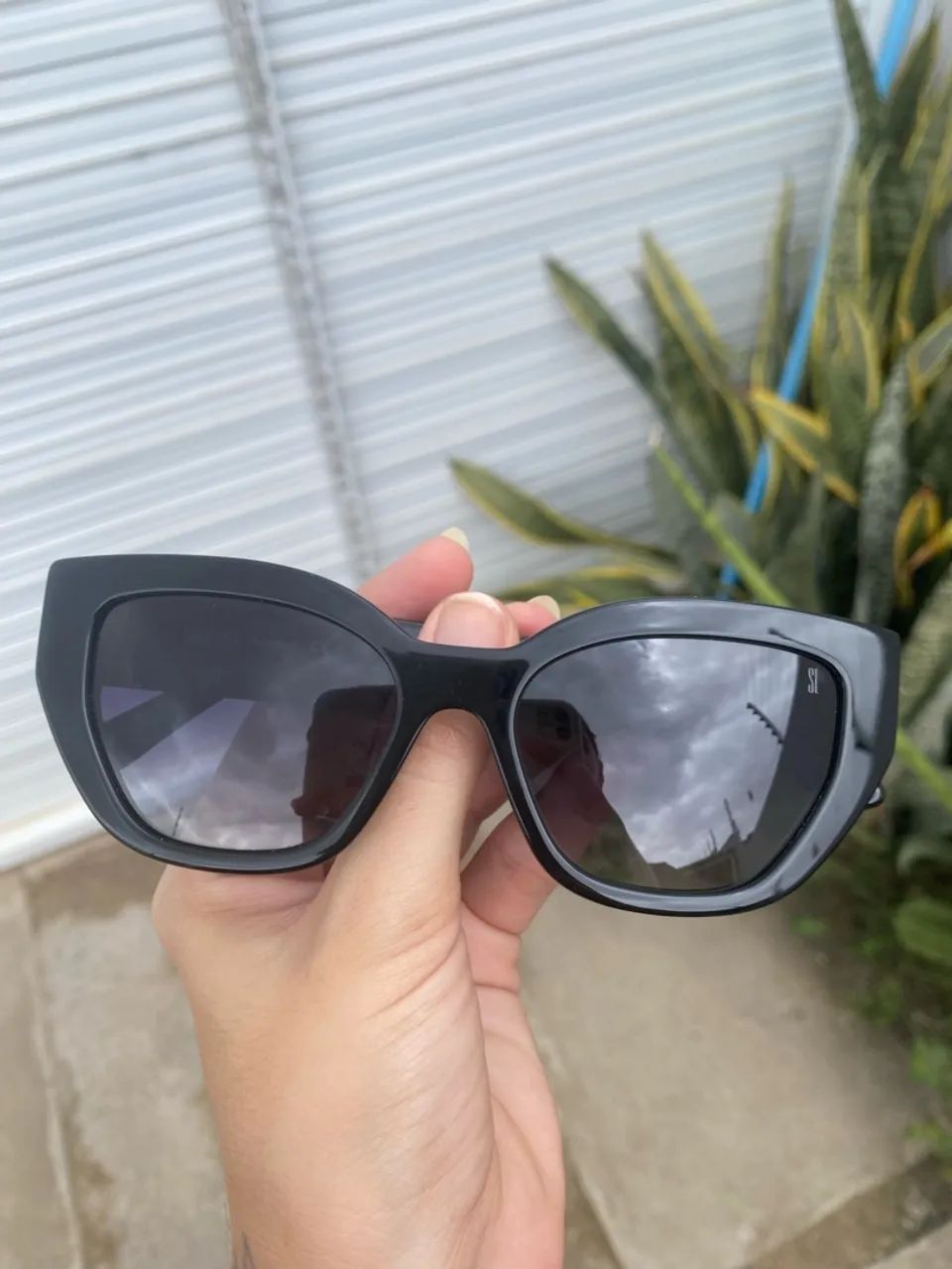 Óculos de Sol Gatinho Acetato Preto - Foto 3