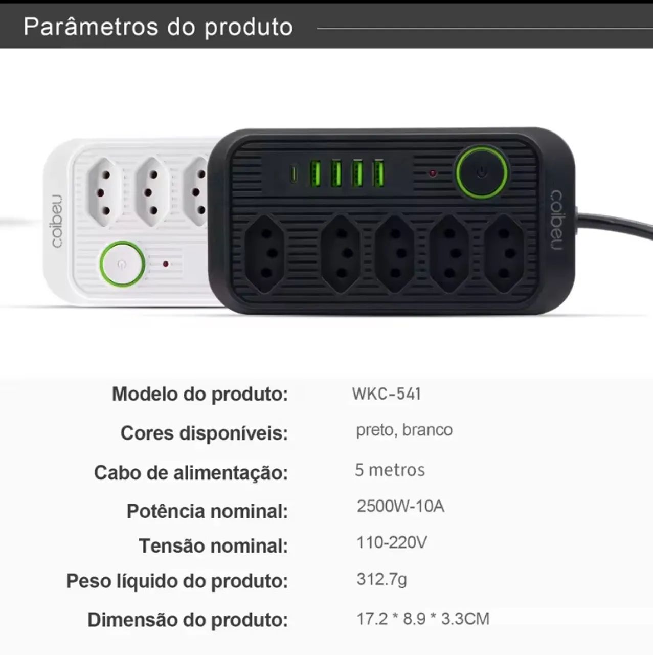 Extensão de Tomada Original, USB de 5 Metros - Foto 4