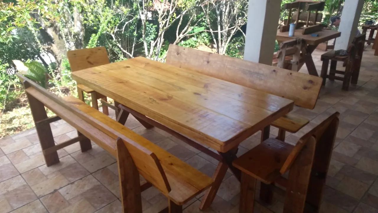Mesas com banco com encosto ou sem encosto ou cadeira  - Foto 4