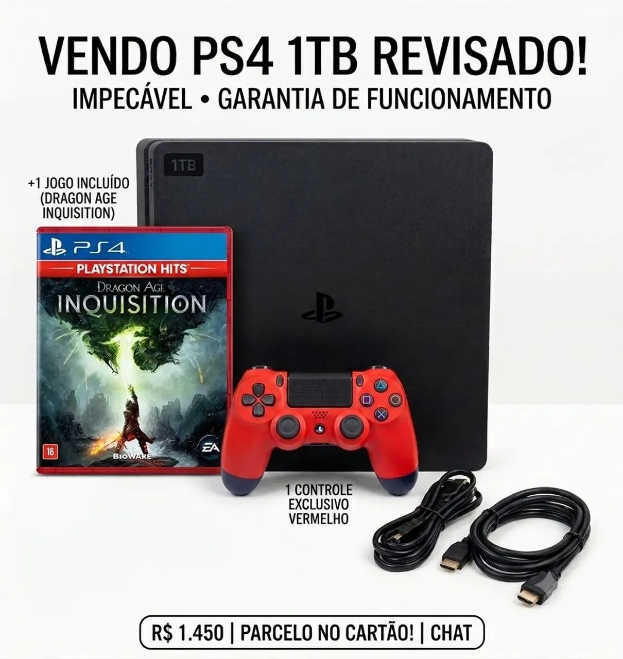 Play 4 slim memoria de 1Tera 3 jogos e 1 controle