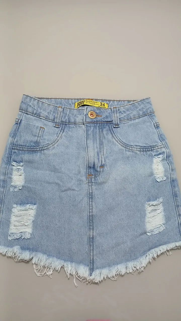 2 Saias Jeans e Polimiada Seminovas - Foto 2
