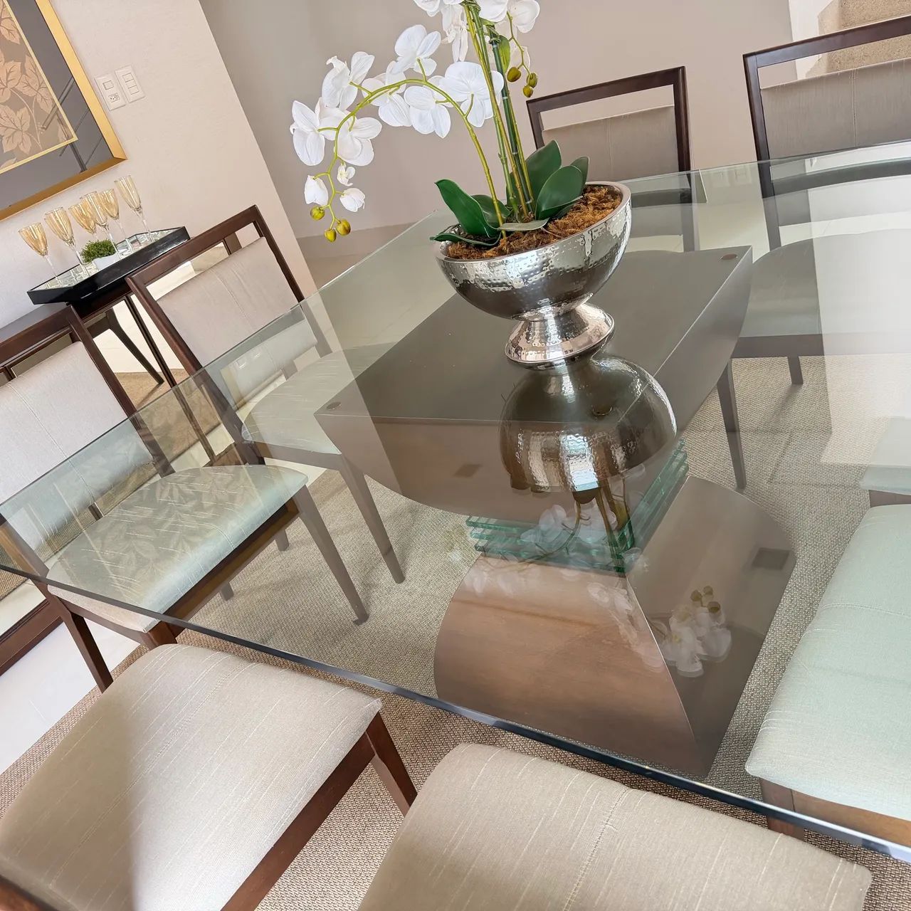 Vendo Mesa de Jantar Quadrada com  8 cadeiras - Foto 2