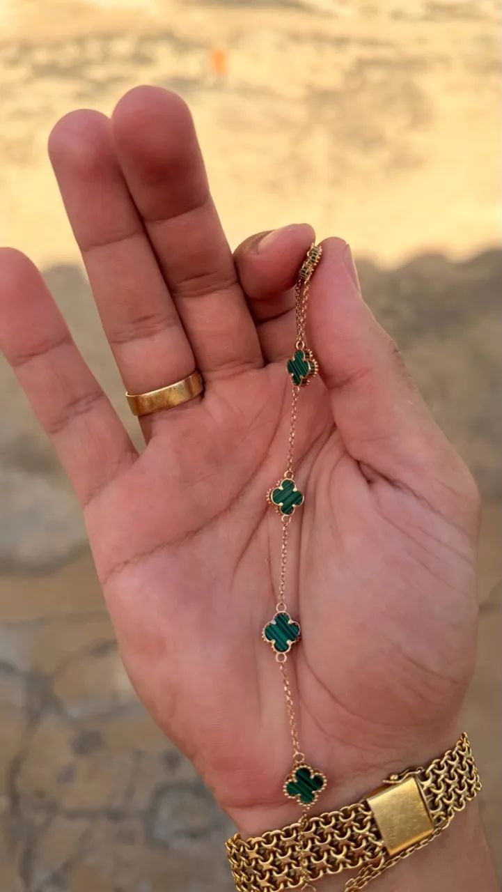 Pulseira de Ouro 18k Trevo Malaquita - Foto 3