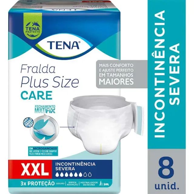 Fralda Geriátrica Tena Plus Size Care XXL 8 Unidade - Foto 2