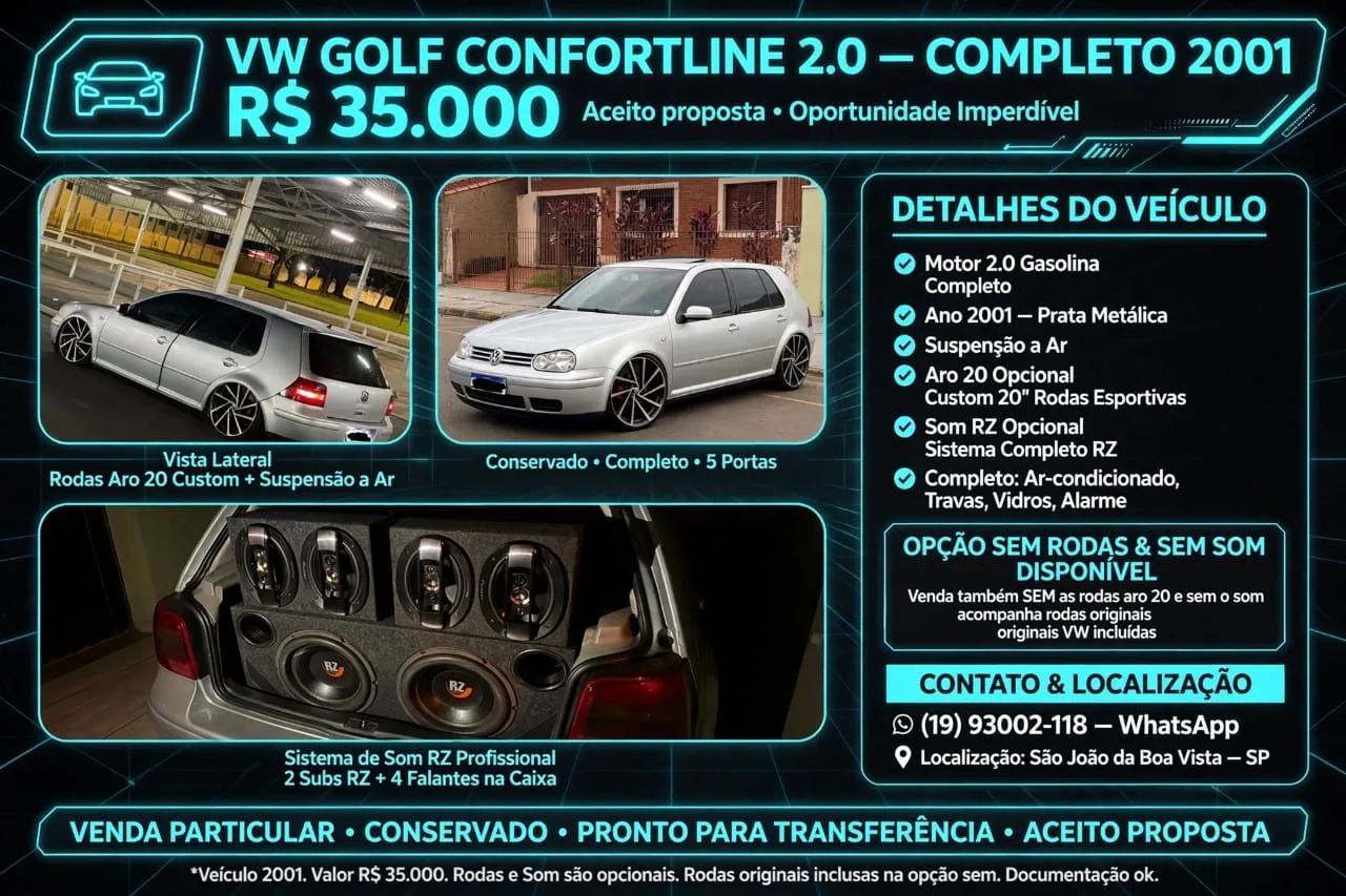 Volkswagen Golf 2.0/ 2.0 MI Flex Comfortline/ Sport 2001