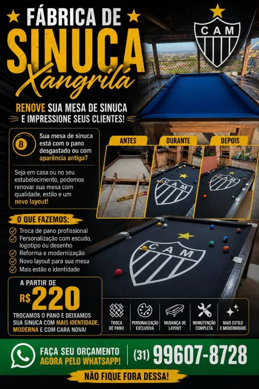 REFORMA e personalização de mesa de bilhar 