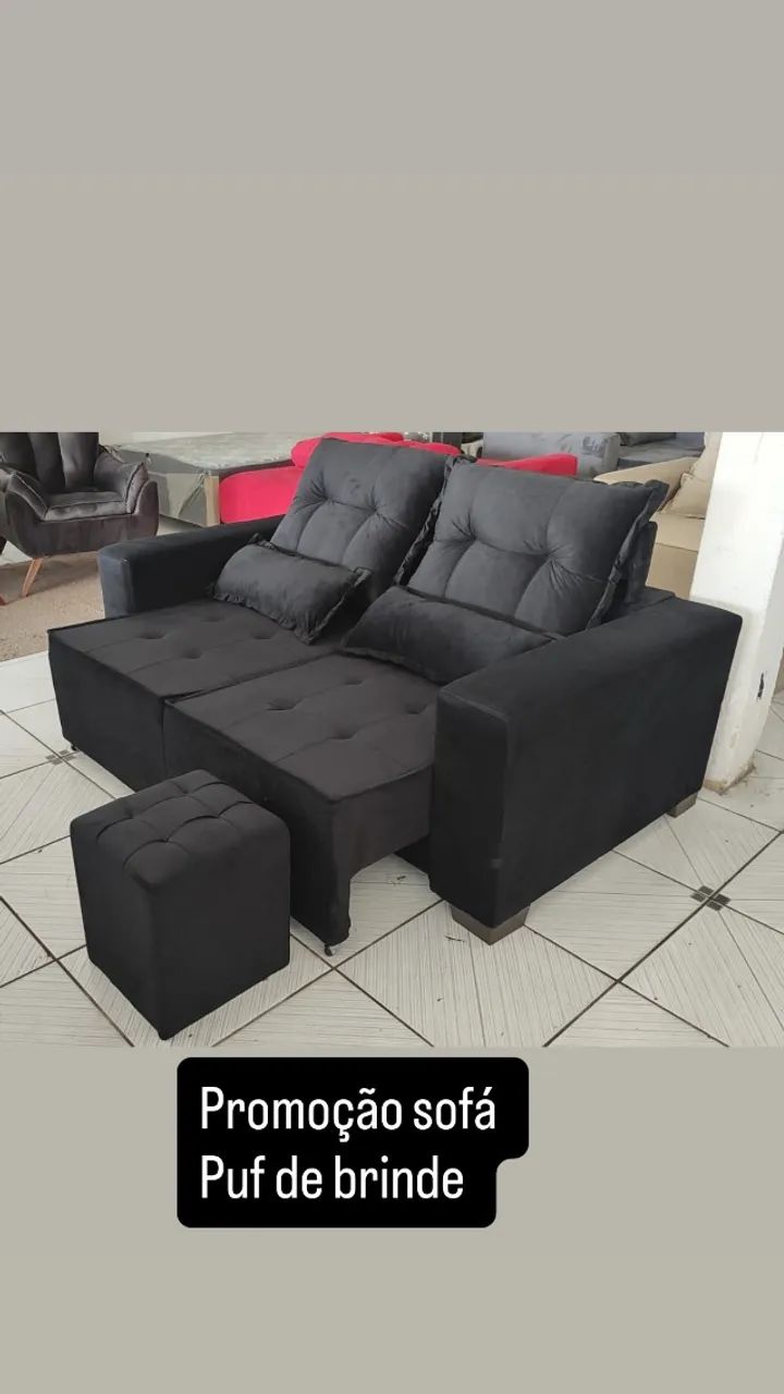 PROMO SOFÁ RETRATIL - puf brinde 