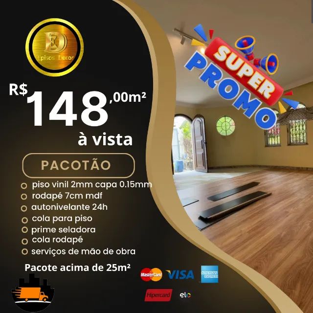 Pacote completo! piso vinilico2mm colado