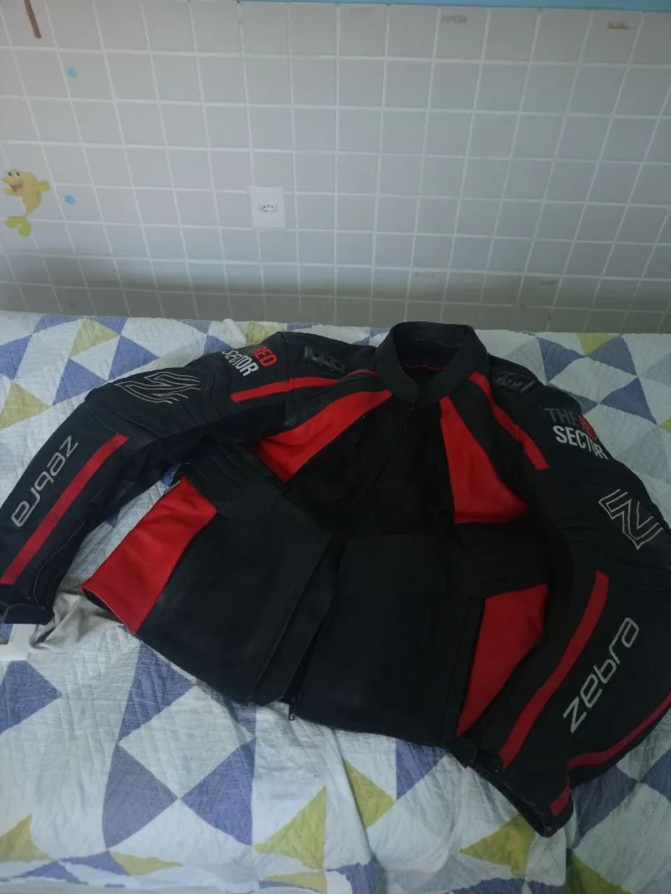 Jaqueta de couro moto Zebra