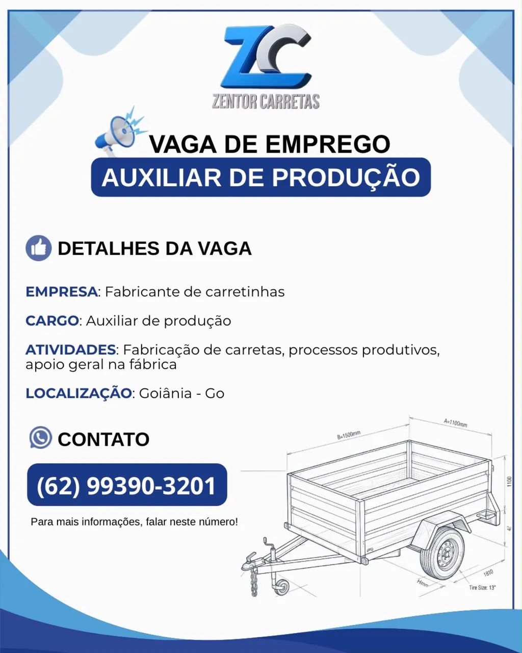 Estamos contratando auxiliar de produção 